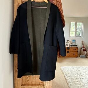 Vince Reversible Collarless Wool Blend Coat
